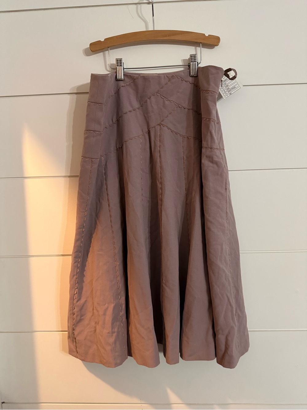 ANTHROPOLOGIE Vintage 2005 Elevenses Mauve A-Line Paneled Midi Skirt NWT